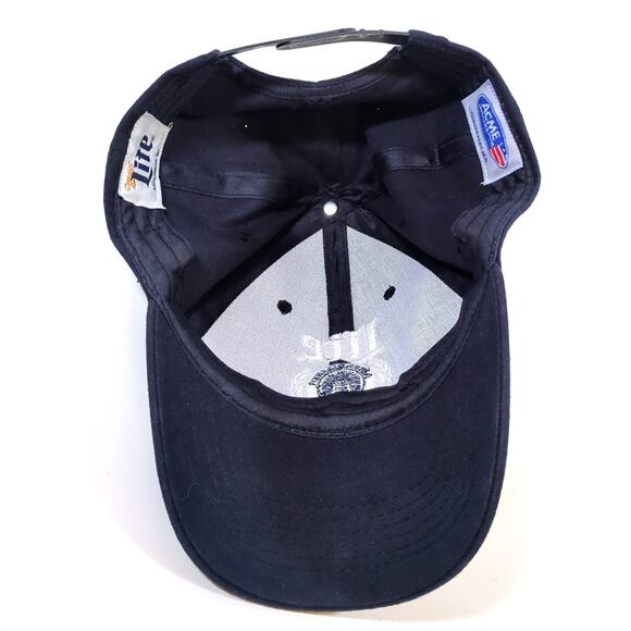 Official MILLER LITE Beer Embroidered Logo Navy Blue Snapback Baseball Hat Cap - Picture 2 of 6